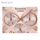 客訂商品,CASIO SHE-3058SPG-4AUDR(公司貨,保固1年):::Sheen,時尚女錶,日期,星期,24小時指針,刷卡不加價或3期零利率,SHE3058SPG