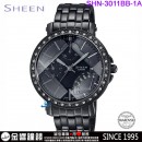 【金響鐘錶】預購,CASIO SHN-3011BB-1ADF(公司貨,保固1年):::Sheen,時尚女錶,星期日期顯示,手錶,刷卡或3期,SHN3011BB