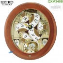 【金響鐘錶】現貨,SEIKO QXM340B(公司貨,保固1年)音樂饗宴:::SEIKO Hi-Fi音樂掛鐘(18首音樂),木質掛鐘,QXM-340B